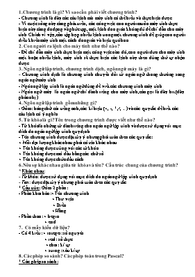 10 bài tập Tin học lớp 8 (Có đáp án)